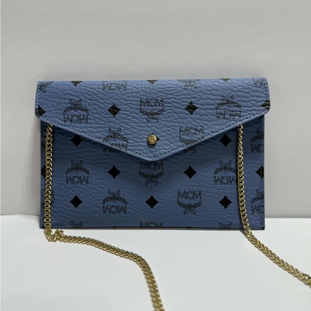 MCM Blue Leather GWP Clutch